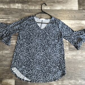 Leopard Print Bell Sleeve Top
